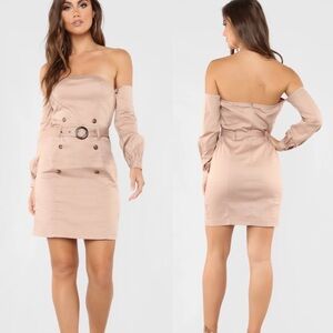 Fashion Nova | Dresses | Fashion Nova Cream Tan Strapless Cocktail Dress |  Poshmark